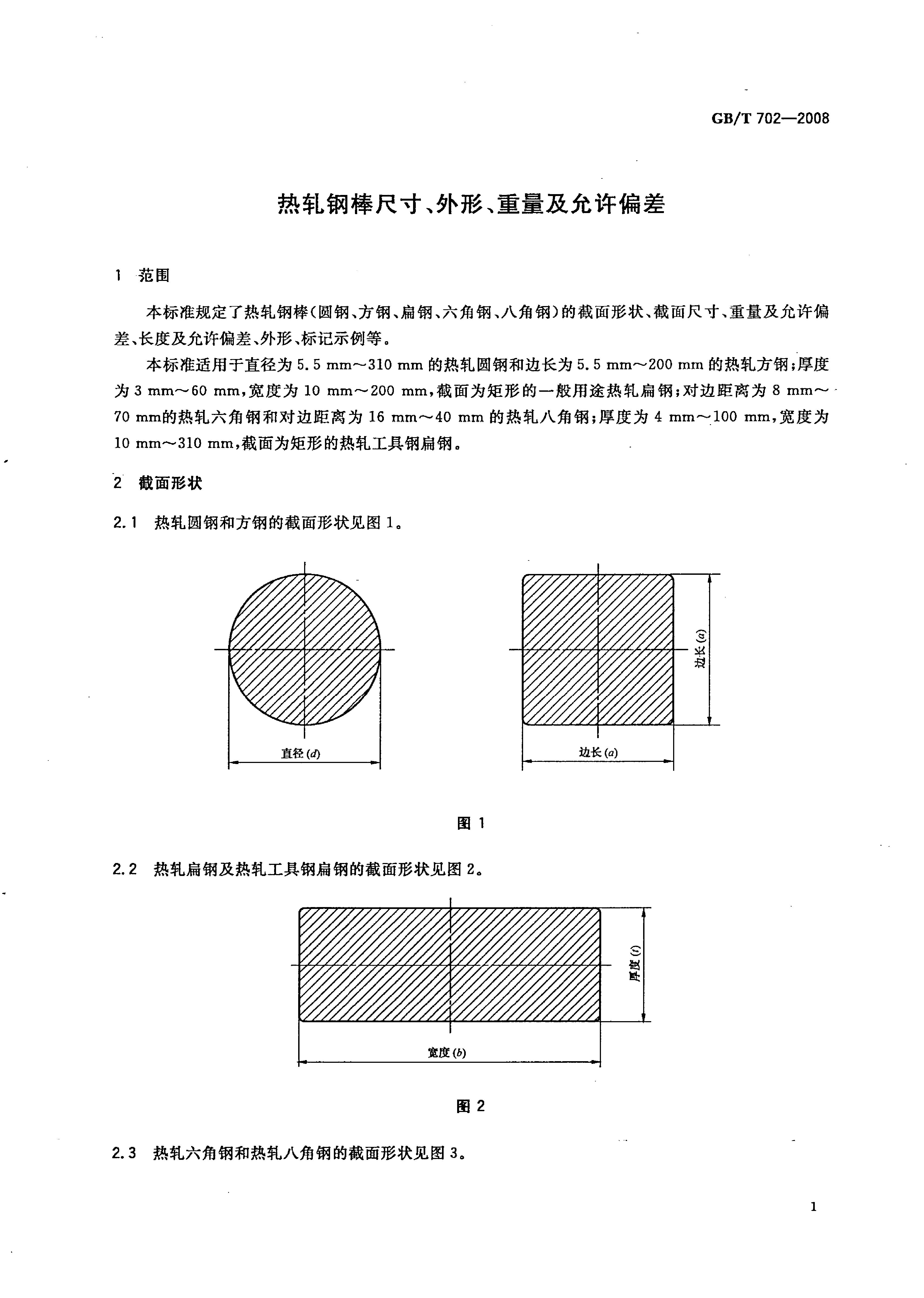 熱軋鋼棒尺寸、外形、重量及允許偏差國標 GBT 702-2008 代替GBT 702-20040003